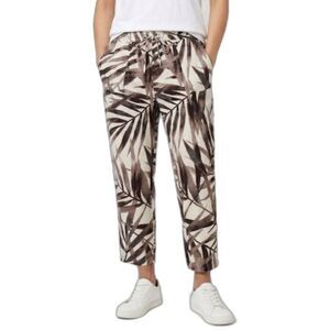 NYCC Women's Ivory Brown Linen Blend Palm Leaf Print Crop Pants Size 12